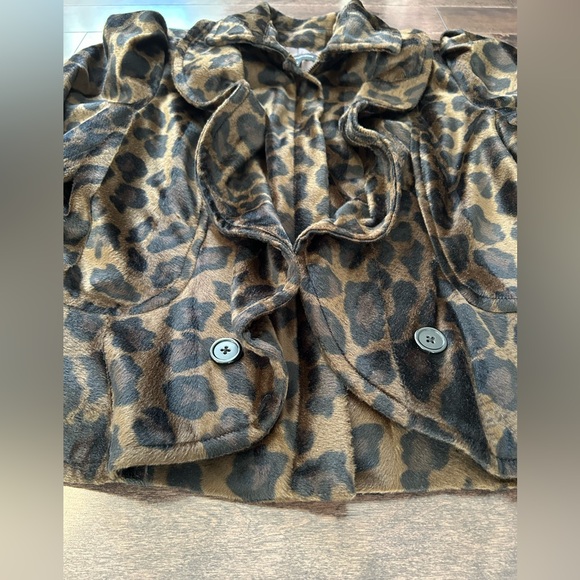 INC International Concepts Ruffle Leopard Print Jacket Zipper Coat - Picture 9 of 13
